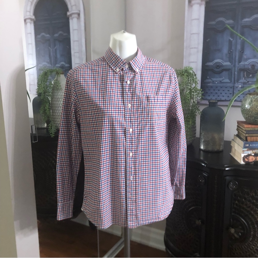 Crew cuts Long sleeves dress shirt boys size 14  checkered red white & navy blue